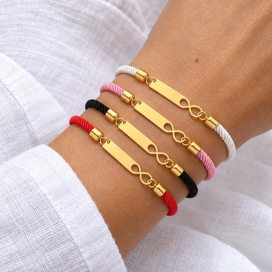 1pc New Fashion Infinite Symbol Rectangle Adjustable Rope Bracelets For Women - Bracelet - View 1