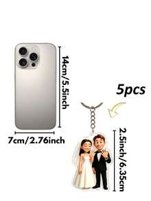 1/3/5件客製化照片卡通壓克力鑰匙圈，客製化鑰匙吊飾，適合婚禮週年、生日禮物，背包裝飾 - 多色4 - 查看 14