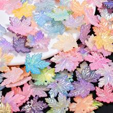 50Pcs Thanksgiving Maple Leaf Acrylic Pendants, 20mm AB Color Fall Leaf Charms, Colorful Autumn Loose Beads For DIY Jewelry Making & Crafts Supplies - Random Color - View 7
