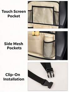 1pc Multi-Pocket Car Seat Back Organizer, Transparent Window & Mesh Pocket Design, Can Store Tablet, Drinks And Small Items, Car Seat Back Storage Bag, Car Essentials, Women's Car Accessories, Brown Car Accessories, Suitable For Road Trips And Daily Driving - Multicolor - View 7