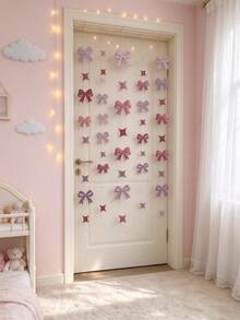 1/2pcs Pink Bow Door Hanging Decoration, Small And Eye-Catching, Suitable For Door, Room, Home, Baby Room, Nursery, Baby Shower Party Decoration - Multicolor - View 2