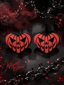 1 Pair Evil Pumpkin Y2K Nipple Covers, Suitable For Holiday Celebrations - Multicolor - View 4