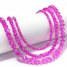 1串 4/6/8mm 刻面 AB 玫瑰粉玻璃奧地利水晶珠 Rondelle 散珠，適用於珠寶手工 DIY 手鍊、項鍊、包包設計 - 玫紅色 - 查看 5