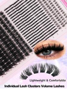 312pcs DIY Single Cluster False Eyelashes Set, D-Curl Lash Extension Kit, 3 Styles Voluminous Fluffy Cat Eye False Lashes, Waterproof Lightweight Single Cluster Eyelashes, Suitable For Daily Makeup, Party, Travel And More Occasions - DD - View 3