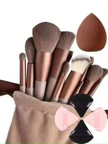 Set 5 Kuas Makeup, Kuas Eyeshadow, Kuas Contour, Set Makeup, Kuas Makeup Bulu Lembut, Kuas Pipi (Dikirim Acak), Set Kuas Kabuki Makeup Profesional untuk Foundation, Eyeshadow, dan Alas Bedak - MultiWarna - View 1
