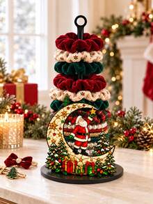 2D FLAT Christmas Hair Tie Storage Rack - Christmas Decoration, Desktop Organizer For Storing Hair Ties, Headbands, Hair Clips (Combines Display And Storage Functions), Santa Claus Design, Also Suitable For Christmas Decoration, Multi-Functional Home Decor Storage Solution, Jewelry Storage Rack - Multicolor - View 3