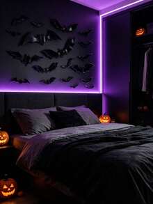Halloween 3D Bat Wall Decor, Reusable! Scary Decoration, 4 Sizes Halloween Decoration Suitable For Halloween Party Trick Or Treat And Home Decor, Room Decor. - View 7