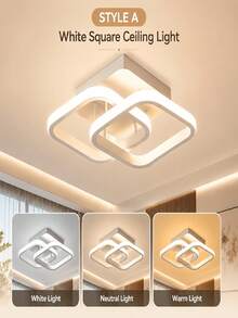 White Square LED Ceiling Light, Recessed Flat LED Panel Light, Minimalist Indoor Lighting Fixture, Acrylic And Aluminum Alloy Shell, Easy Installation, Long-Lasting Brightness, Suitable For Hallway, Bedroom, Living Room, Kitchen, Office - 1PC - View 14