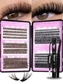 Hinarin 480 Pcs D Curl Natural Lashes Extension Book Kit 30D+40D+50D Large Capacity Individual Lash Extensions Cluster Book Black And Brown Colorful Eyelash 8-16mm Fluffy Clusters Lashes Book Set For Parties And Festival Christmas Makeup - Multicolor - View 2