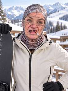 1pc Funny Realistic Face Balaclava Ski Mask For Elderly, 3D Printed Full Face Winter Style - Multicolor - View 2