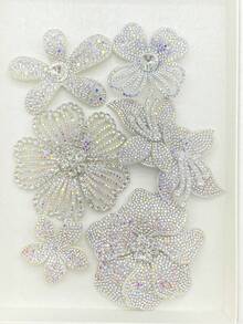 1pc Rhinestone Embellished Double Layer 5-Petal Flower Applique, Hand-Sewn DIY Clothing Trim Accessory, Suitable For Shoes, Hats, Bags, Hair Accessories - Multicolor - View 33