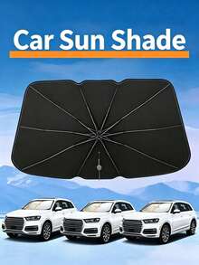 1pc Car Sunshade - Protect Your Car Interior From Summer Sunlight - Windshield Protection And Sunshade Accessory, Portable Foldable Windshield Sunshade, Suitable For Most Car Models, Easy To Store, Heat Insulation Effect, Car-Specific Sunshade, Silver Coating, Waterproof, Sunproof, Dustproof, Cold-Resistant Outdoor Full Car Cover, Resist Rain, Snow, UV, Wind And Sand, Thickened Polyester Car Cover, Car Accessories, Halloween Gift, Christmas Gift - Silver - View 2