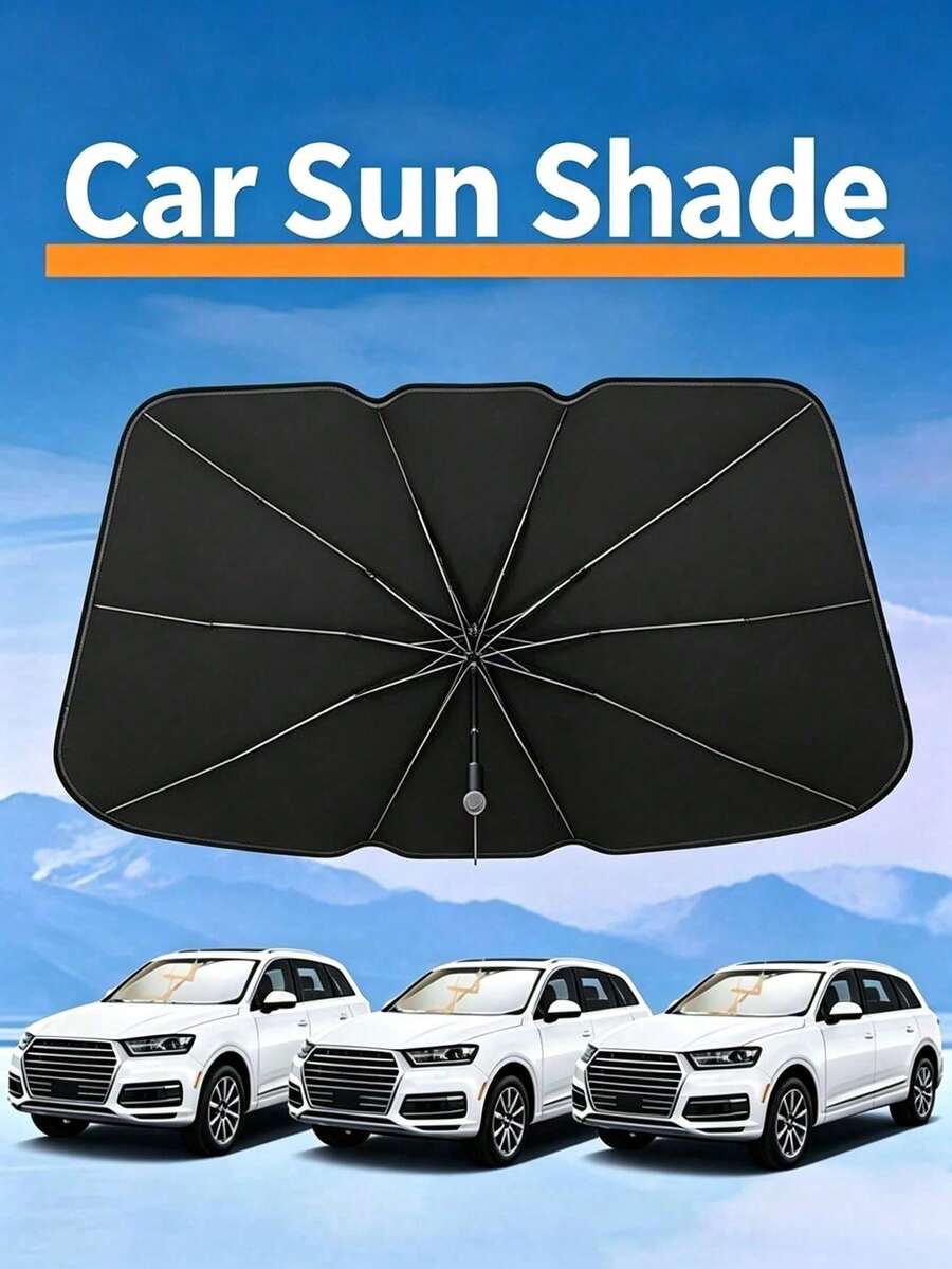 1pc Car Sunshade - Protect Your Car Interior From Summer Sunlight - Windshield Protection And Sunshade Accessory, Portable Foldable Windshield Sunshade, Suitable For Most Car Models, Easy To Store, Heat Insulation Effect, Car-Specific Sunshade, Silver Coating, Waterproof, Sunproof, Dustproof, Cold-Resistant Outdoor Full Car Cover, Resist Rain, Snow, UV, Wind And Sand, Thickened Polyester Car Cover, Car Accessories, Halloween Gift, Christmas Gift