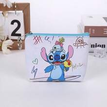 Mesuca Cute Stitch Zipper Coin Purse, Waterproof Oxford Fabric, Kawaii Cartoon Style, Lilo & Stitch Character Print, Blue Pink Multi Colors - Multicolor - View 3