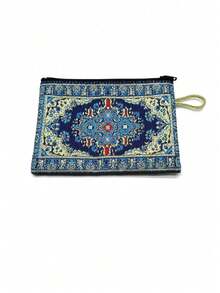 Vintage Style Gold Thread Embroidered Zipper Wallet, Suitable For Daily Use, Size 4*6 Inches, Women's Wallet, Mini Wallet, Coin Purse, Travel Wallet, Wristlet, Suitable For Specific Holiday Gifts - Multicolor - View 12
