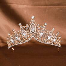 Bridal Crown Vintage Baroque Luxury Crystal Tiara Wedding Dress Headpiece Wedding Party Rhinestone Headband Marriage Gift Hairband - Gold - View 4