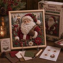 Christmas 3D Fabric Punch Needle Embroidery Art Kit, Adult Use, Framed No-Sew DIY Handmade, No Glue Included, Textured Scalloped Edge Fabric, Complete Holiday Art Set, Suitable For Mantel, Shelf, Wall And Home Decor - A - View 14