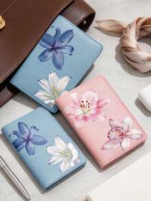 Lily Floral Pattern Leather Passport Holder, Foldable Portable Travel Organizer; Travel Gift, Valentine's Day Gift; Travel Essential - Multicolor - View 3