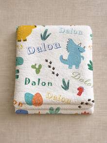 1pc Customized Name Blanket, Personalized Bed Blanket, Jungle Dinosaur, Animal Personalized Blanket, Tropical Jungle, Can Print Name, Personalized Blanket, Cute Blanket, Comfortable Blanket, Home Gift, Birthday Gift, Christmas Gift, Personalized Gift, Gift For Son/Daughter, Gift For Friend - Style 2 - View 5