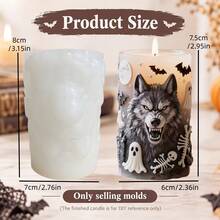 Halloween Werewolf Cylindrical Silicone Mold, Ghost Bat Skull Bone 3D Relief Mold, DIY Aromatherapy Candle Craft Decor, Reusable, Suitable For Resin, Plaster, Cement, Clay, Dark Gothic Style Desktop Decoration, Halloween Handmade Creative Decor Gift - A - View 4