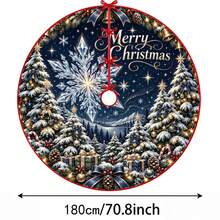 1件深藍色星空大雪花圖案聖誕樹裙，優雅配色節日裝飾，5種尺寸，中性節日禮物，適用於居家與派對聖誕家居裝飾 - 深藍星空大雪花 - 查看 10