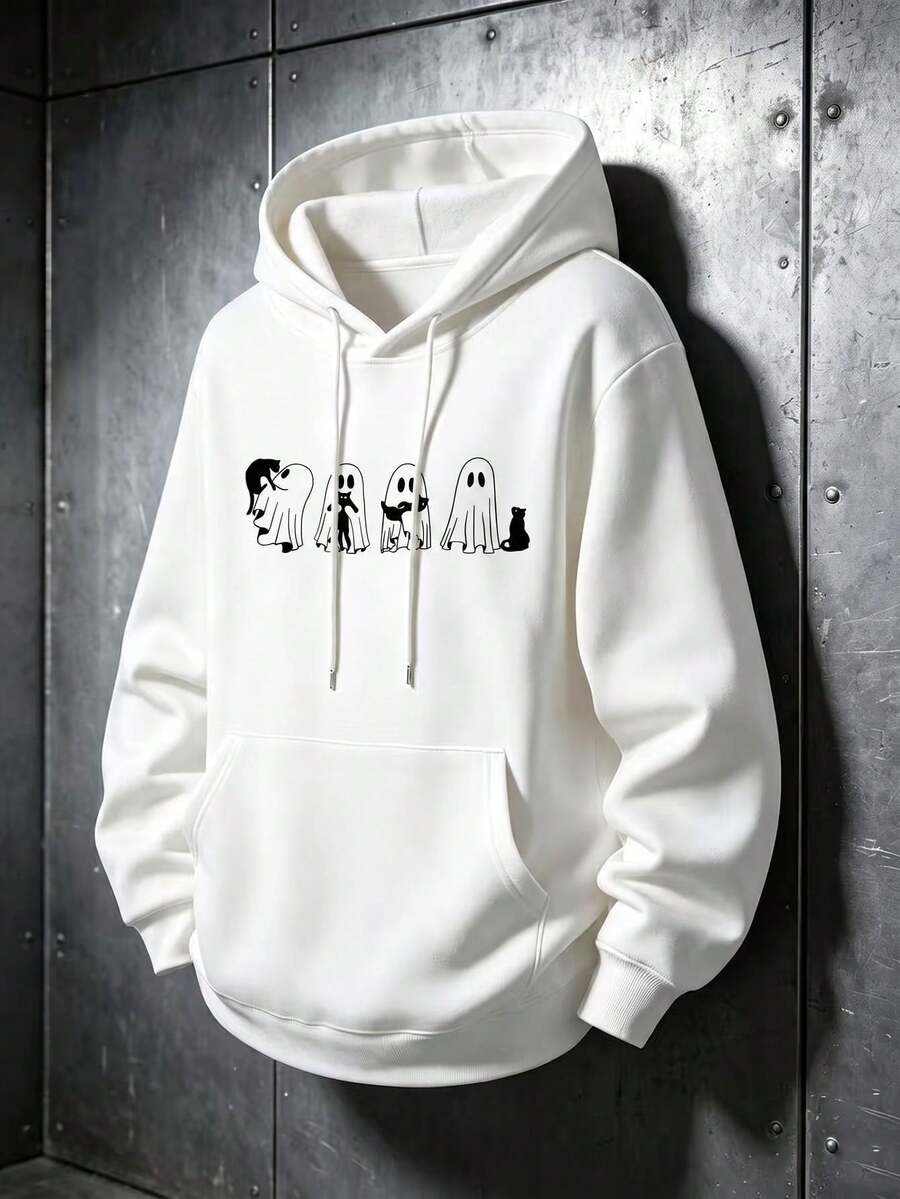Sudadera con capucha nueva para hombre, diseño con estampado creativo, ropa otoño‑invierno, excelente opción de regalo - Blanco - Ver 1