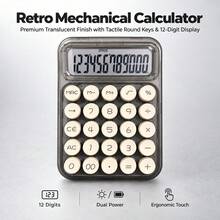 tonxiyuemu 1pc Transparent Dopamine Calculator, High-End Fashion, Mechanical Keyboard Round Buttons, 12-Digit Desktop Calculator, Suitable For Students And Office Use (Product Does Not Include Battery) 15.8cm*11.3cm - Single Piece - View 12