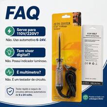 Testador de Circuito Automotivo 6-24V Caneta Teste com Garra Jacaré para Fusíveis Fiação Luzes e Soquetes - Multicolorido - Visão 10