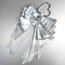 1pc Satin Polka Dot Bow Heart Buckle Bag Charm, Lace Long Ribbon Angel Wings Cross, Anime Idol Support Live Concert Anime Convention Mass-Produced Lolita Ita Bag Badge Holder Portable Collection Accessory, Landmine Style Sweet Girl Accessory - A - View 7