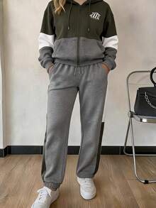 Women Two-Piece Outfits - Army Green - View 2