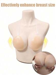 2-In-1 Transparent Strap Push-Up Silicone Adhesive Bra, Suitable For Backless Tops, Spaghetti Strap Dresses And Wedding Dresses, Summer Push-Up Support, Lightweight And Breathable (30pcs Breast Pads Included) - Multicolor - View 2