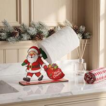 Christmas Home Decor, 1PC Creative Wooden Christmas Paper Towel Holder, Santa Claus Carrying Gift Bag Fun Design Kitchen Paper Towel Rack, Stable Thickened Base Design, High-Definition UV Printing, No-Drill Desktop Paper Towel Storage Rack, Combines Practicality And Holiday Decoration Effect, Suitable For Kitchen Countertop, Dining Table, Coffee Station, Breakfast Bar And Christmas Home Decor - Multicolor - View 4