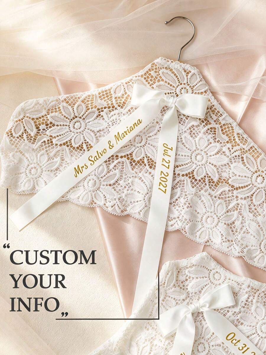 Personalized Wedding Non-Slip Dress Hanger Covers,Custom Monogram Lace Bridal Hanger Covers,Wedding Bride And Bridesmaid Keepsake Gift - Multicolor - View 1
