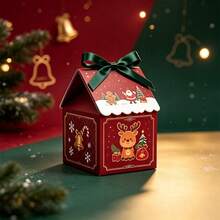10pcs/Pack Christmas Party Gift Candy Cookie Baking Paper Boxes With Handles, Decorative Boxes For Christmas Room Decor - View 14