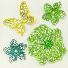 1pc Rhinestone Embellished Double Layer 5-Petal Flower Applique, Hand-Sewn DIY Clothing Trim Accessory, Suitable For Shoes, Hats, Bags, Hair Accessories - Multicolor - View 35