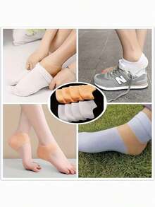 3 Pairs Heel Protectors, Soft Breathable Anti-Slip Heel Pads, Unisex, Suitable For Daily Shoes And High Heels - Apricot - View 5