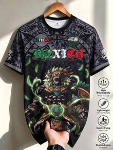 Men's Mexico Soccer Jersey T-Shirt, Inspired Style Top, Suitable For Matches, Streetwear, Parties And Daily Wear, Applicable For Men, Teenagers, Fans, Great Gift - Black - View 2