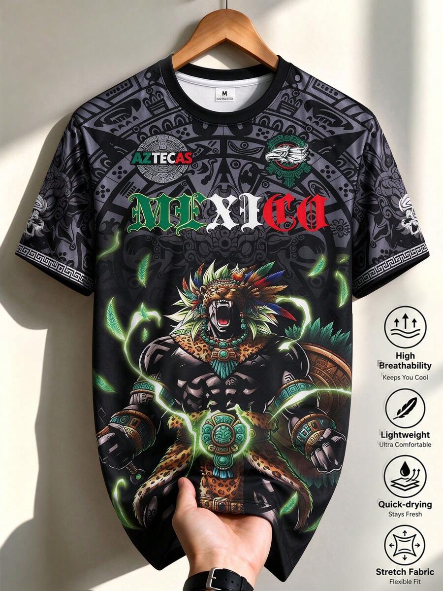 Men's Mexico Soccer Jersey T-Shirt, Inspired Style Top, Suitable For Matches, Streetwear, Parties And Daily Wear, Applicable For Men, Teenagers, Fans, Great Gift