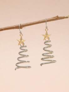 1 Pair Fashion Creative Multi-Layer Christmas Tree Spring Pentagram Ear Hooks, Versatile Women's Earrings - Multicolor - View 2