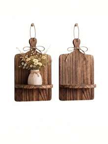Rustic Floating Shelf Farmhouse Wall Rack Cutting Board Wooden Wall Shelf Distressed Farmhouse Wall Decor, Suitable For Living Room, Bathroom, Bedroom - Multicolor - View 8