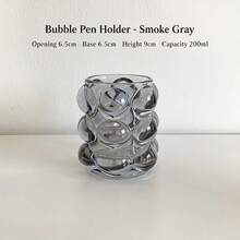 Multi-Purpose Transparent Crystal Glass Pen Holder Decorative Item - Spherical Bucket Makeup Brush Storage Box, Suitable For Dressing Table, Pen Holder, Candle Holder (2.5*2.5*3.5 Inches). Transparent, Colorful, Amber, Smoke Gray. - View 10