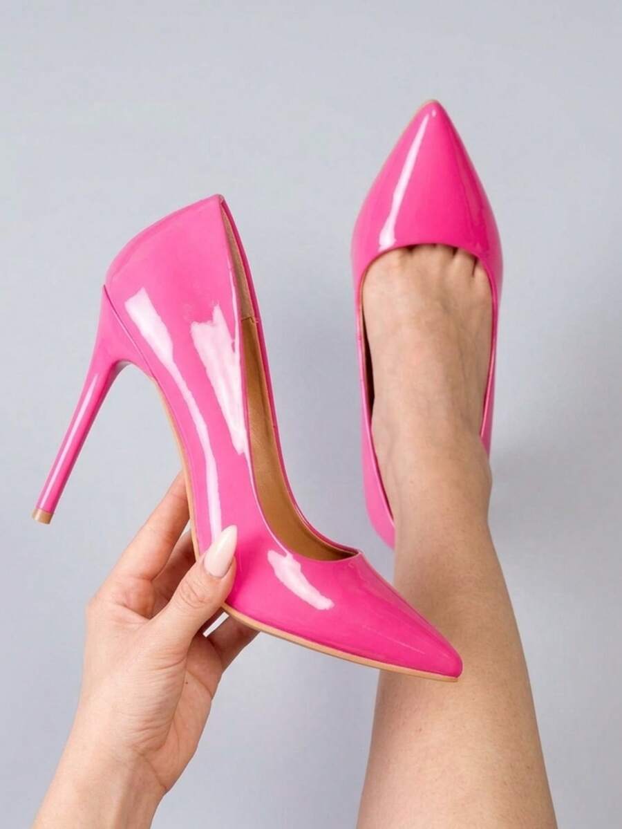 Women Pumps - Pink Patent Leather - View 1
