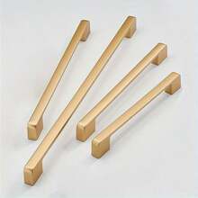 1/3/5pcs Minimalist Matte Gold Cabinet Handles, Solid Aluminum Alloy Kitchen Cabinet Pulls Drawer Knobs Furniture Hardware With Screws - Multicolor - View 8