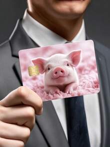 4/2/1pc Funny Pink Pig Credit Card Sleeve Sticker Protector, Paper PVC Material Anti-Fingerprint Scratch-Resistant Wear-Resistant, Birthday Party Gift Suitable For Men And Women, Chip Card, Bank Card, Credit Card, Transit Card, Access Card, Student Campus Card Personalized DIY, Privacy Protection - Multiple Styles - View 5