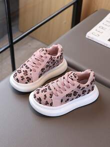 1 Pair Kids' Retro Versatile Star Pattern Leopard Print Sneakers, New Autumn Outdoor Casual Shoes For Boys And Girls - Pink - View 2
