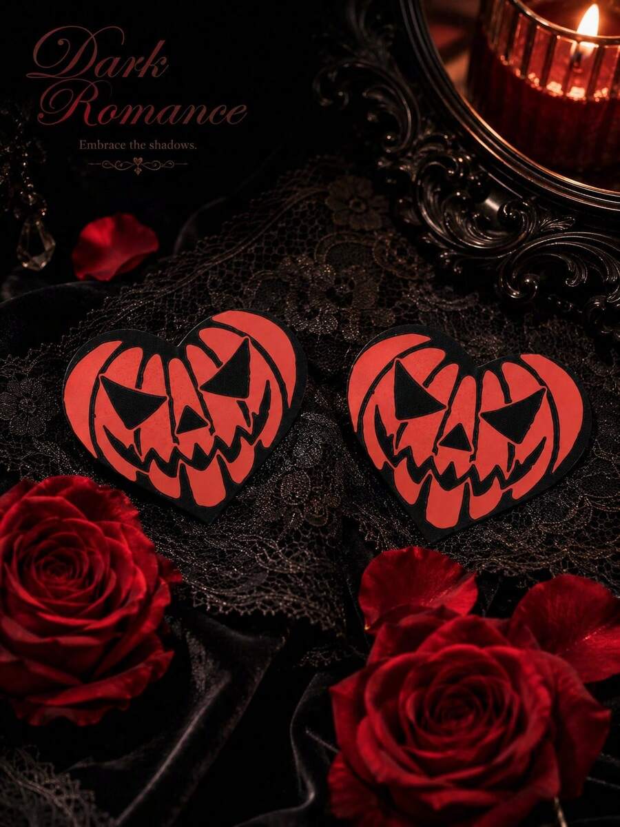 1 Pair Evil Pumpkin Y2K Nipple Covers, Suitable For Holiday Celebrations - Multicolor - View 1