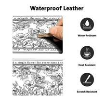 Leather Mouse Pad, Retro Botanical Line Drawing Extra Large Desk Mat, Non Slip, Waterproof, Stain Resistant, Wear-Resistant Desktop Protection Pad, Student Computer Table PU Mat, Leather Desk Pad For Office Gaming Laptop Keyboard Decor - View 7