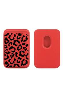 1pc Vintage Leopard Print Magnetic Card Holder, Multi-Color PU Leather Magnetic Card Sleeve, Bank Card & ID Card Storage Magnetic Wallet, Strong Magnetic Attachment To Phone Back, Suitable As Birthday Gift, Holiday Gift For Friends, Family, Couples, Yourself - Multicolor - View 5
