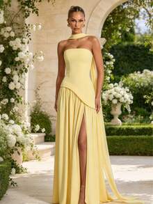 Women Long Dresses - Yellow - View 6