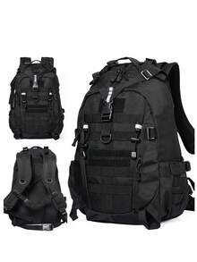 Balo leo núi cắm trại Oxford du lịch ngoài trời có dây đai MOLLE, dung tích lớn 35L, balo đeo ngày cho trekking và du lịch - màu đen - Xem 3